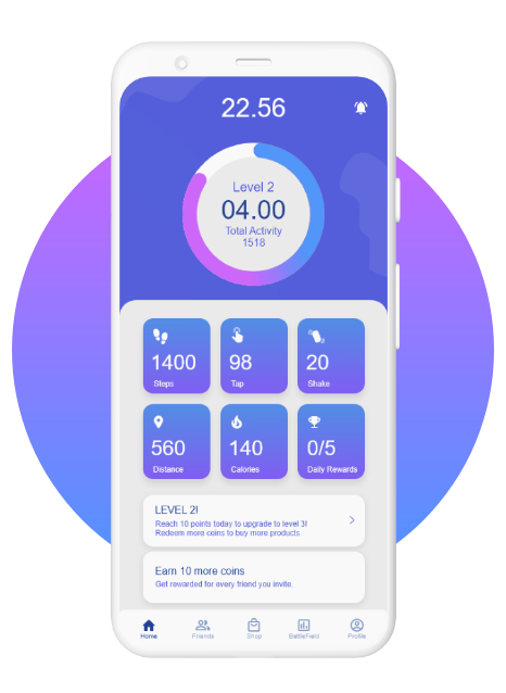 TapShakeWalk app dashboard
